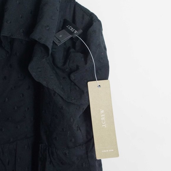 J. Crew Black Swiss Dot Ruffle Eyelet Midi Dress 6 - Picture 4 of 5